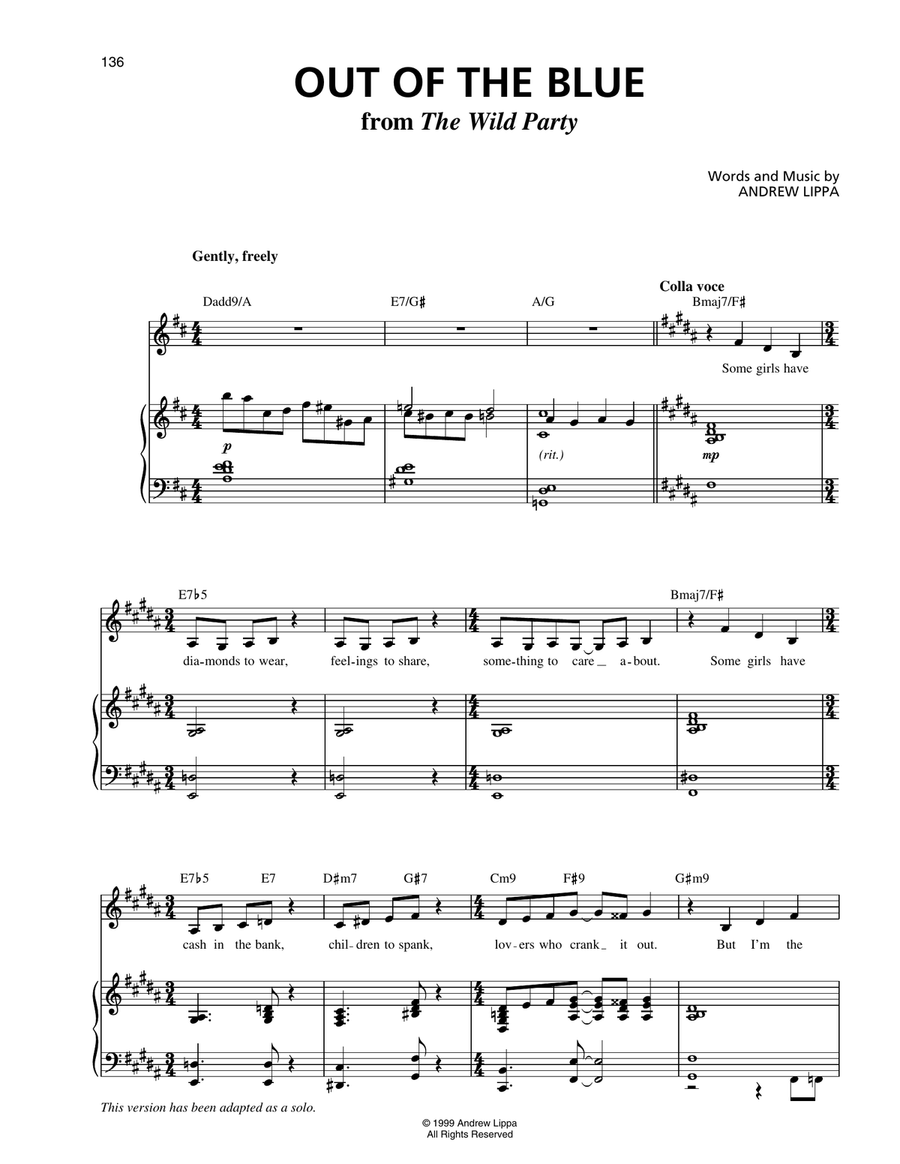 Out Of The Blue Out Of The Blue Piano, Vocal scores gallery preview page 1