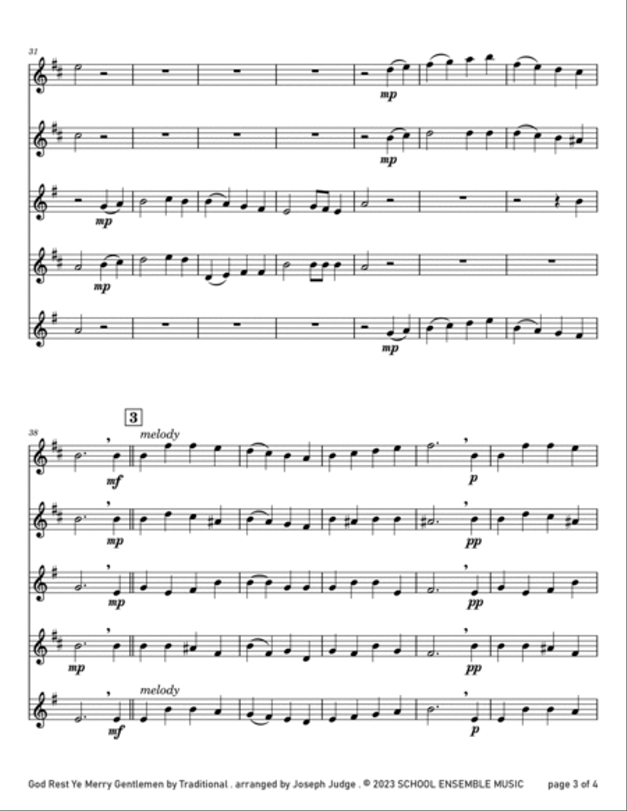 God Rest Ye Merry Gentlemen for Saxophone Quartet in Schools Saxophone Quartet scores gallery preview page 3