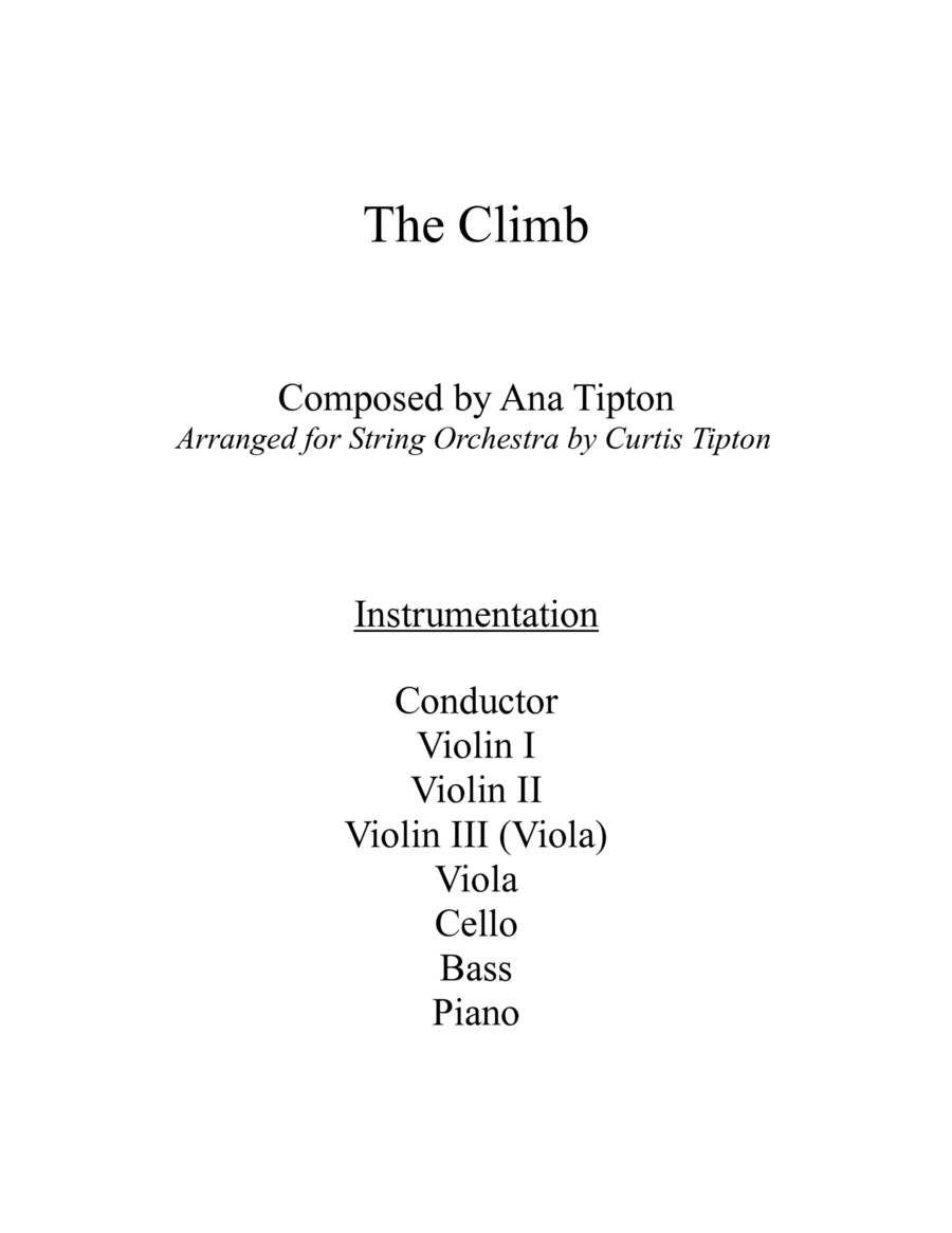 The Climb String Orchestra scores gallery preview page 1