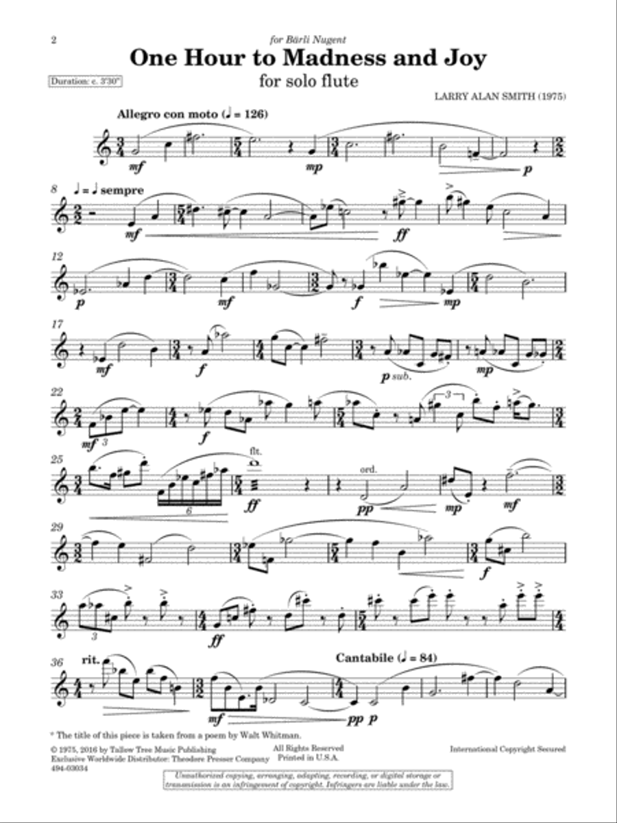One Hour to Madness and Joy Flute scores gallery preview page 2