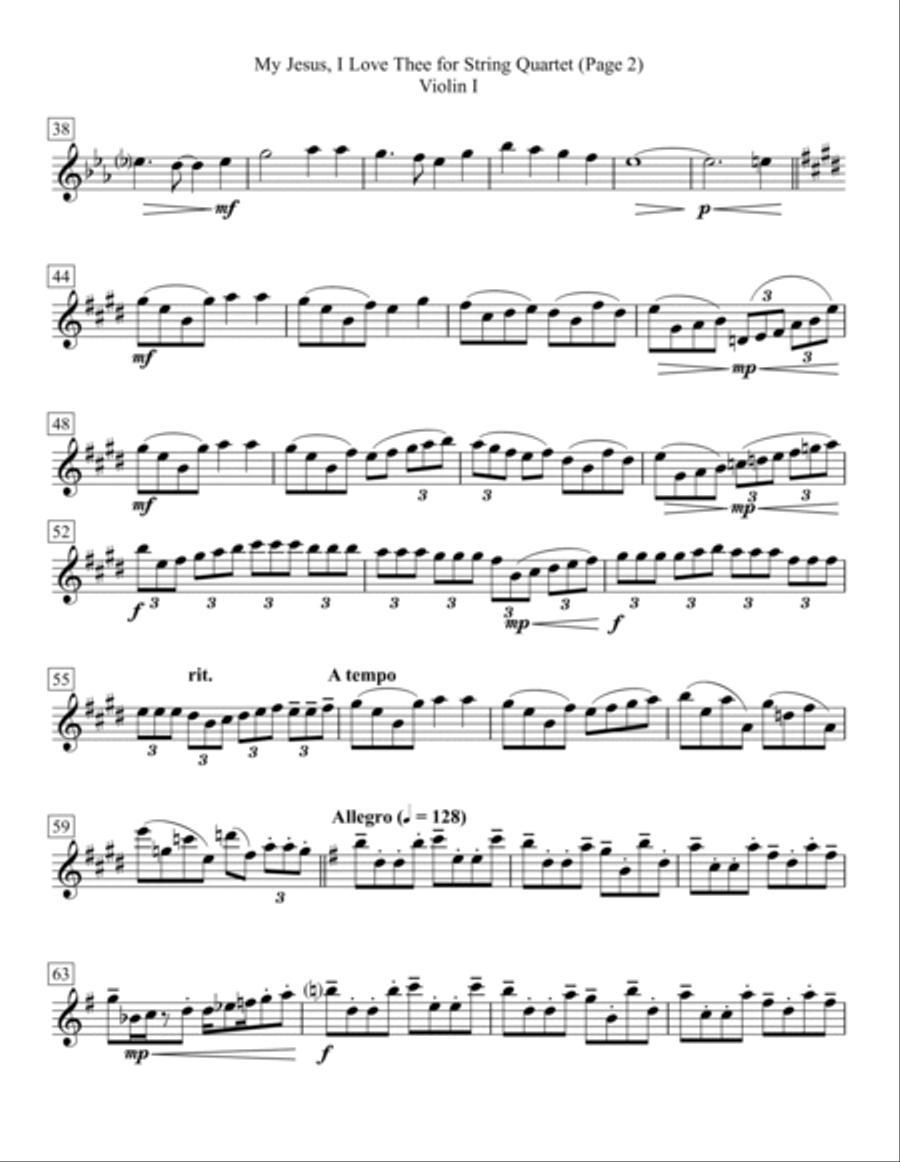 My Jesus, I Love Thee for String Quartet String Quartet scores gallery preview page 2