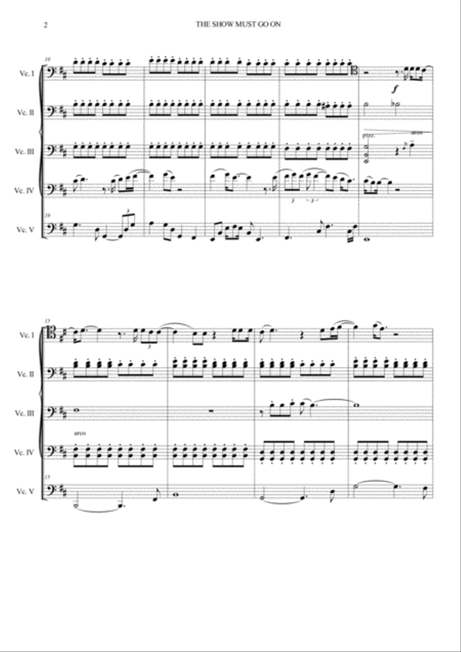The Show Must Go On Cello scores gallery preview page 2
