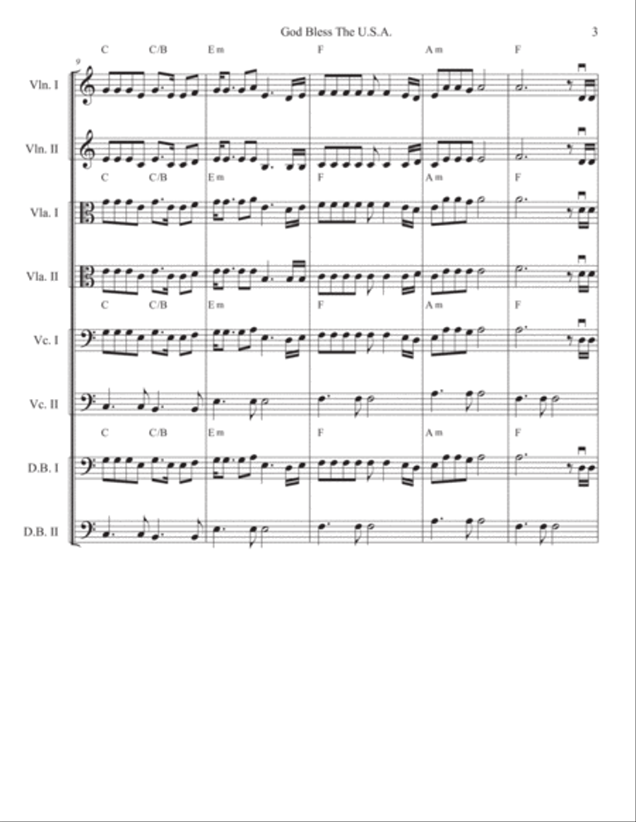 God Bless The U.S.A. Cello scores gallery preview page 3