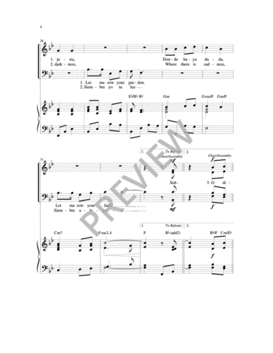 Señor, Hazme Un Instrumento de Tu Paz 4-Part scores gallery preview page 11