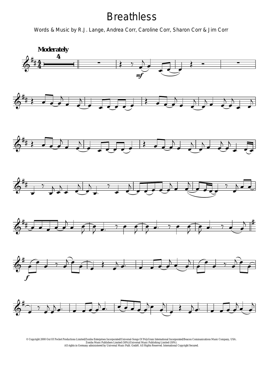 Breathless Breathless Trumpet Solo scores gallery preview page 1