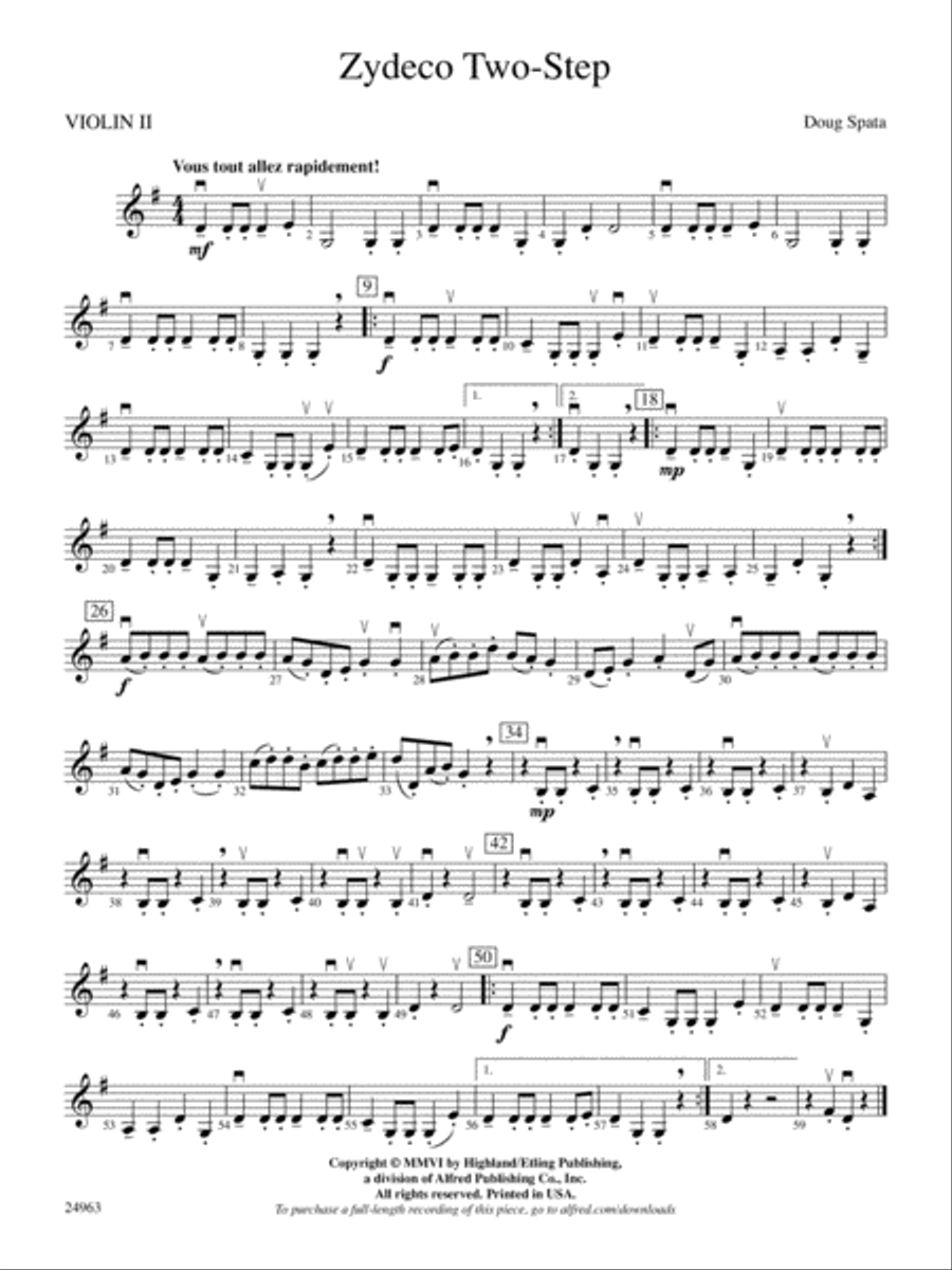 Zydeco Two-Step: 2nd Violin String Orchestra scores gallery preview page 1