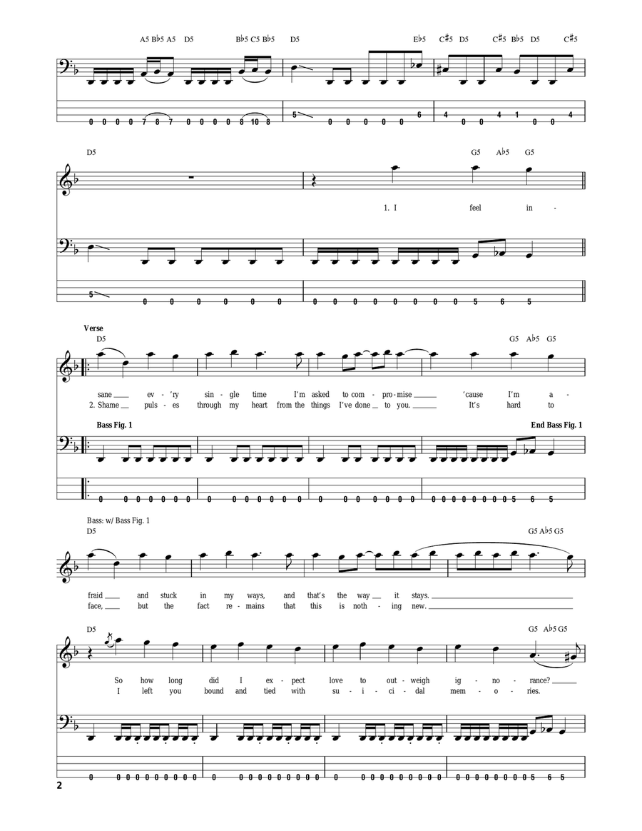 Almost Easy Almost Easy Bass Guitar Tablature scores gallery preview page 2