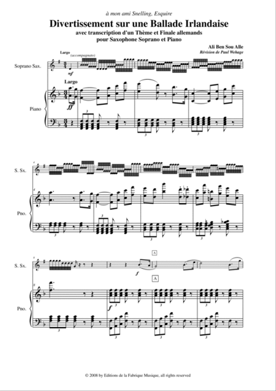 Ali Ben Sou Alle : Divertissement sur Une Ballade Irlandaise Woodwind Duet scores gallery preview page 3