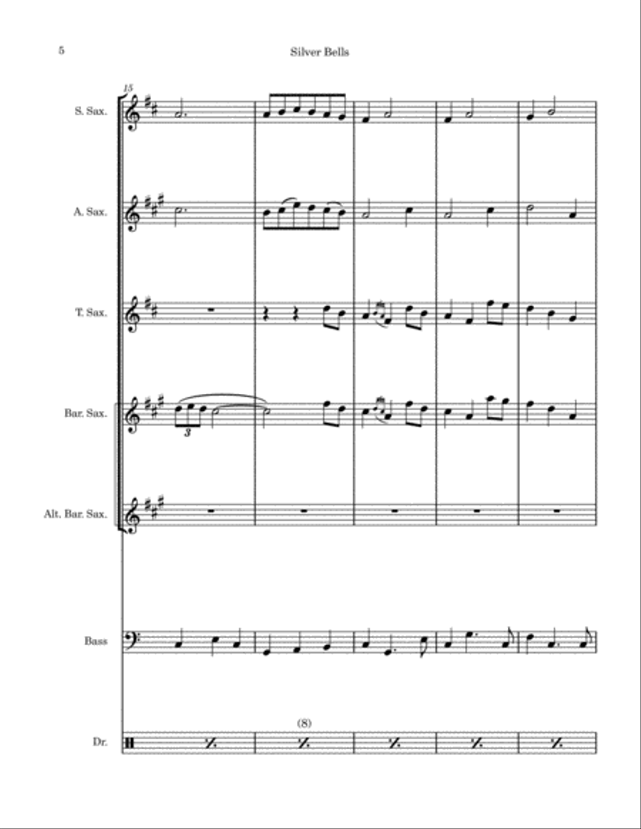 Silver Bells Saxophone Quartet scores gallery preview page 5