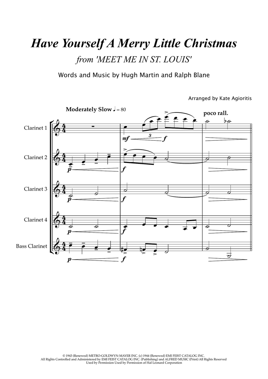 Have Yourself A Merry Little Christmas from MEET ME IN ST. LOUIS Clarinet Choir scores gallery preview page 2