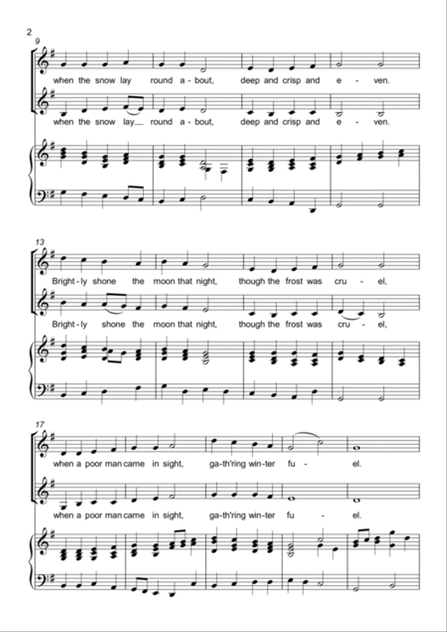 Good King Wenceslas - Two part choir (SA) Upper Voices SA scores gallery preview page 2