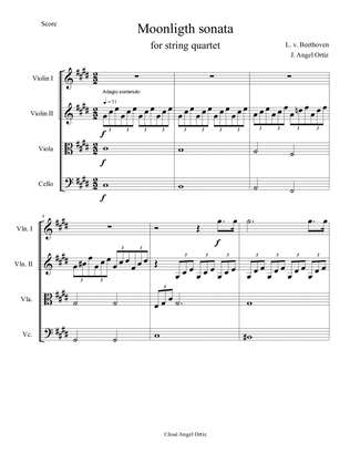 Moonlight sonata for string quartet