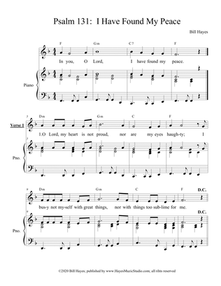Psalm 131: I Have Found My Peace - piano/vocal