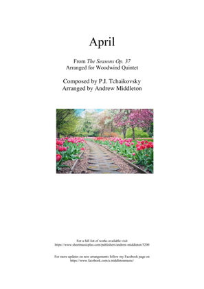 Book cover for April from The Seasons Op.37 arranged for Woodwind Quintet