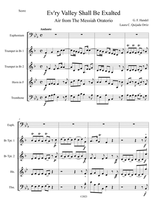 Ev'ry Valley Shall Be Exalted, from The Messiah. Solo euphonium & brass quartet. Score & parts.