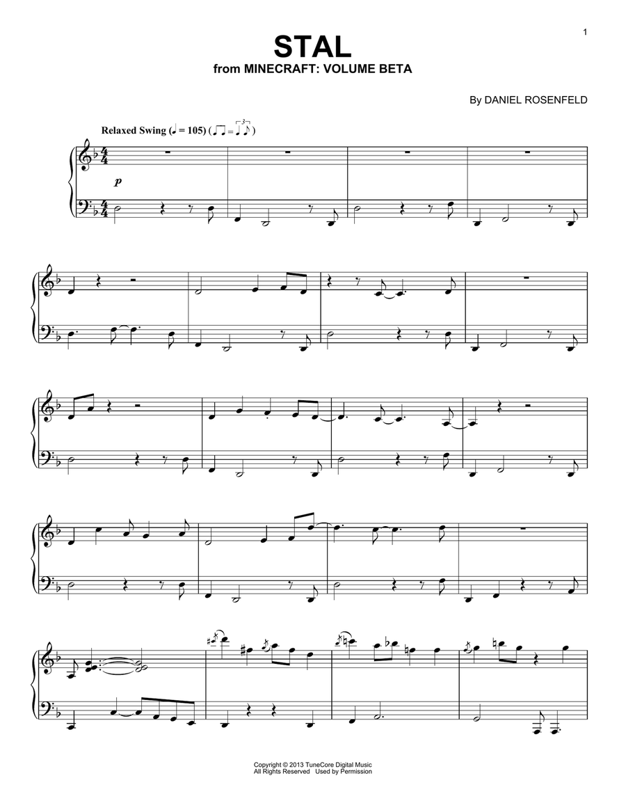 Stal (from Minecraft) Piano Solo scores gallery preview page 1