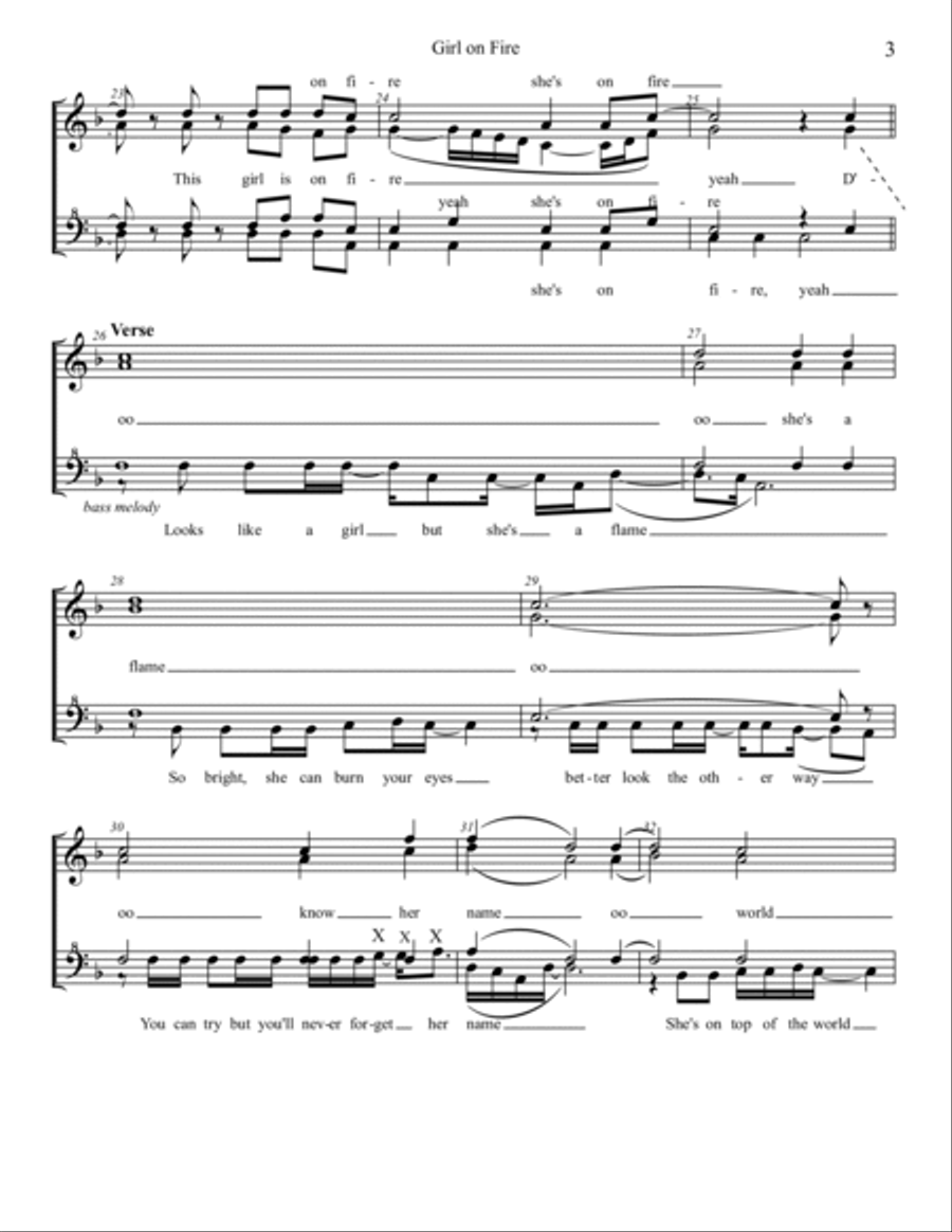Girl On Fire (Main Version) SSAA scores gallery preview page 3