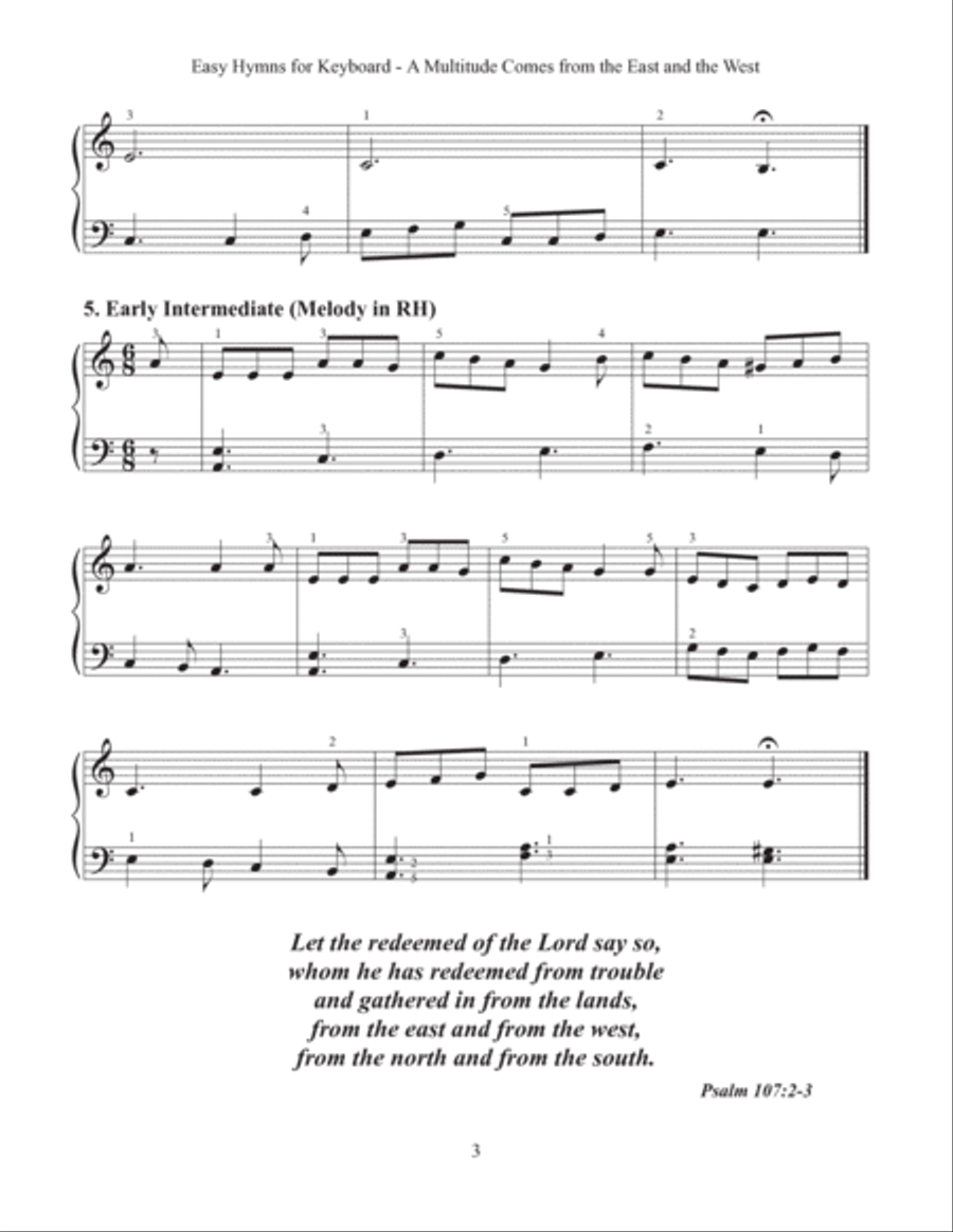 A Multitude Comes from the East and the West (Easy Hymns for Keyboard) Piano Method scores gallery preview page 5