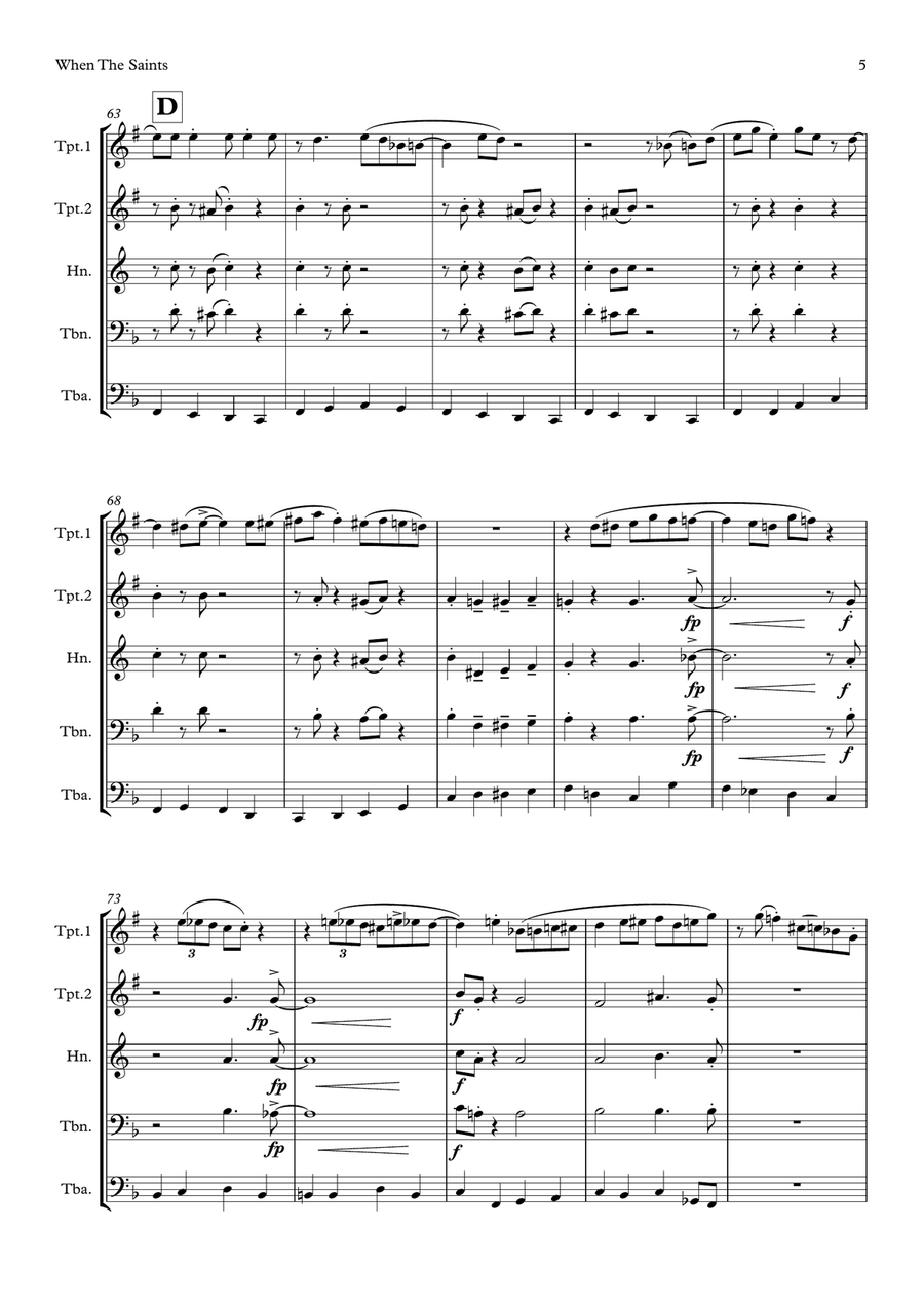When The Saints Go Marching In (Brass Quintet) Brass Quintet scores gallery preview page 5