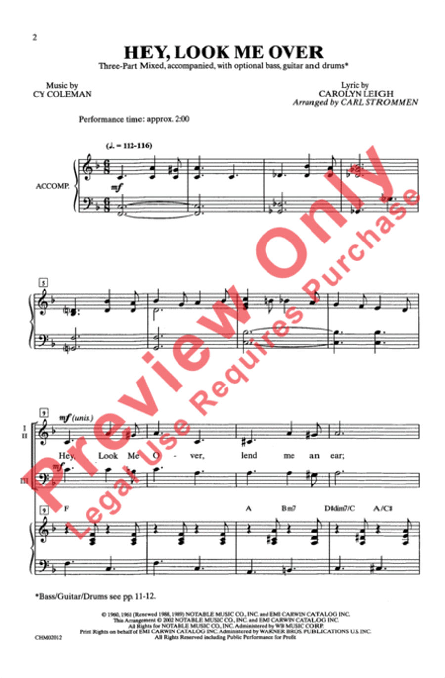 Hey, Look Me Over Unison Choir scores gallery preview page 2
