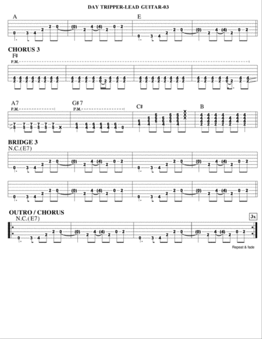 Day Tripper Guitar Tablature scores gallery preview page 3