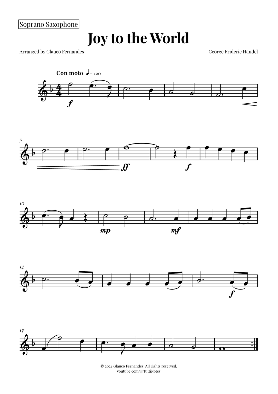 Joy to the World | STUNNING Arrangement Saxophone Quintet scores gallery preview page 3