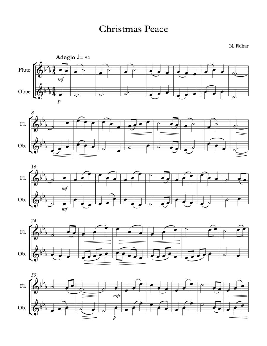 Christmas Peace for flute and oboe Woodwind Duet scores gallery preview page 1