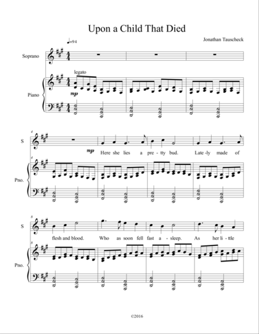 Upon A Child That Died Soprano Voice scores gallery preview page 1