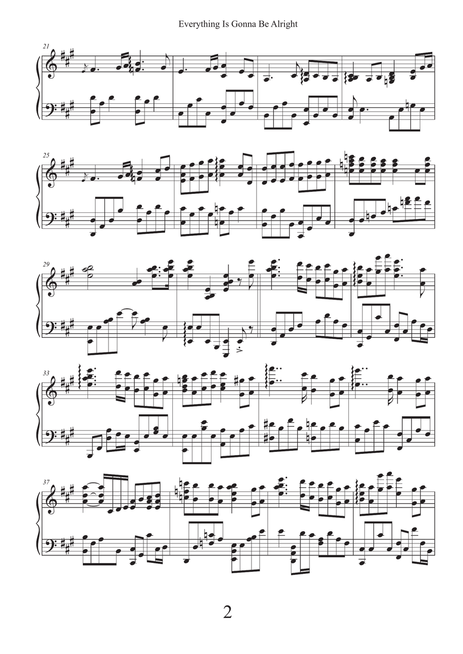 Everything Is Gonna Be Alright Piano Solo scores gallery preview page 2