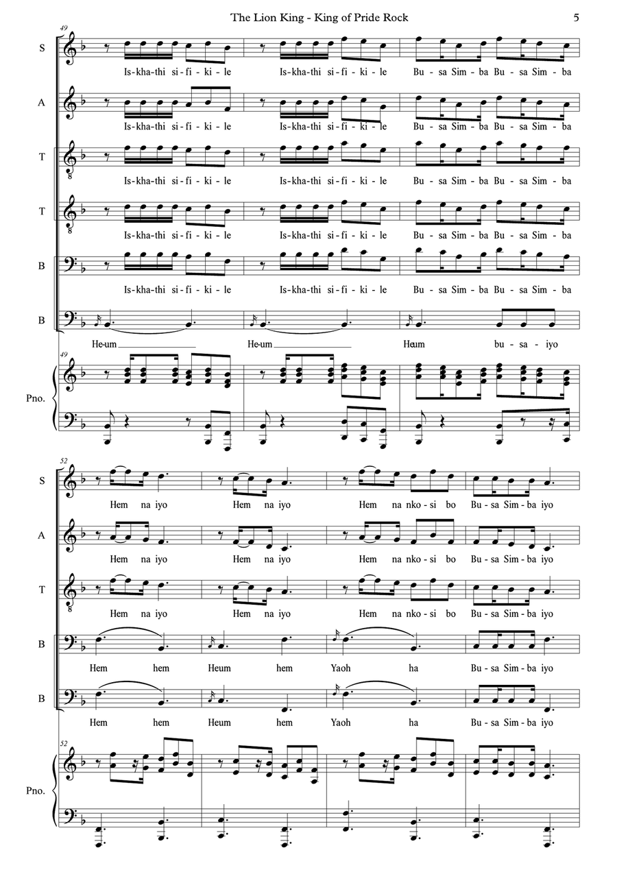 King Of Pride Rock Divisi scores gallery preview page 5