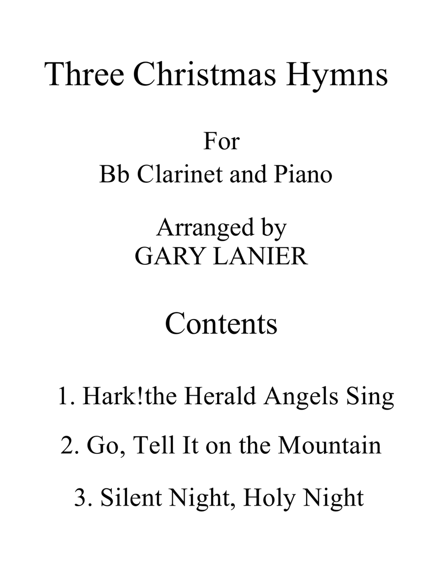 THREE CHRISTMAS HYMNS (Duets for Bb Clarinet & Piano) Woodwind Duet scores gallery preview page 2