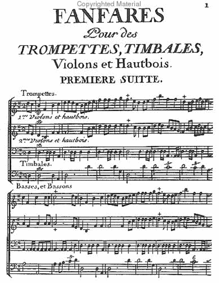 Fanfare for trumpets, timpani, violins and oboes with a suite of symphonies mingled with hunting horns - Book II