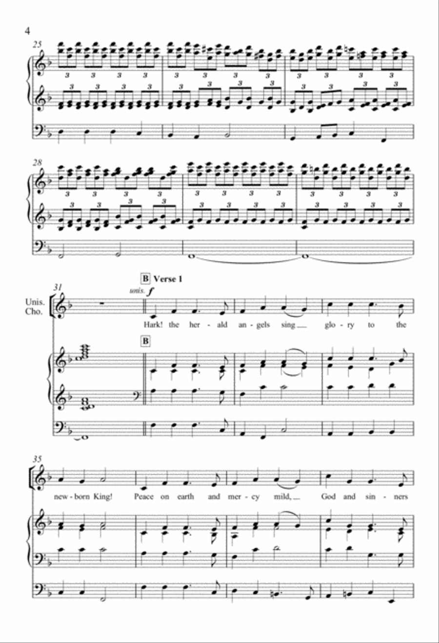 Hark! The Herald Angels Sing 4-Part scores gallery preview page 4