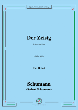 Book cover for Schumann-Der Zeisig,Op.104 No.4,in B flat Major,for Voice&Piano