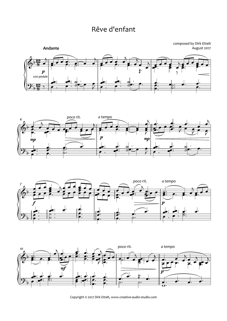 Rêve d'enfant Rêve d'enfant Easy Piano scores gallery preview page 1