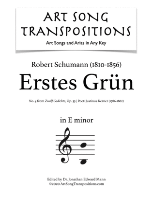 SCHUMANN: Erstes Grün, Op. 35 no. 4 (transposed to E minor)