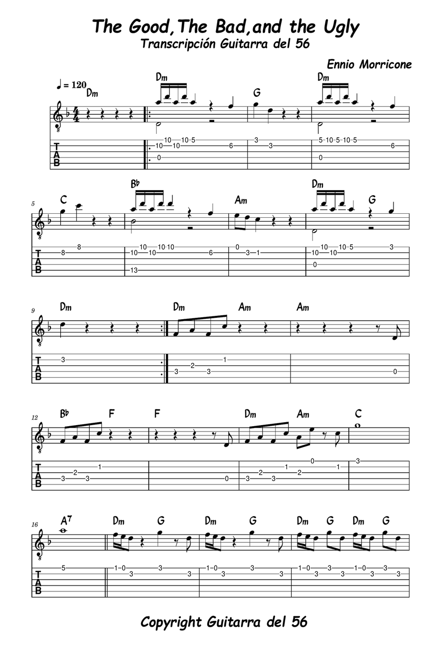 The Good, The Bad And The Ugly (Main Title) Acoustic Guitar scores gallery preview page 1