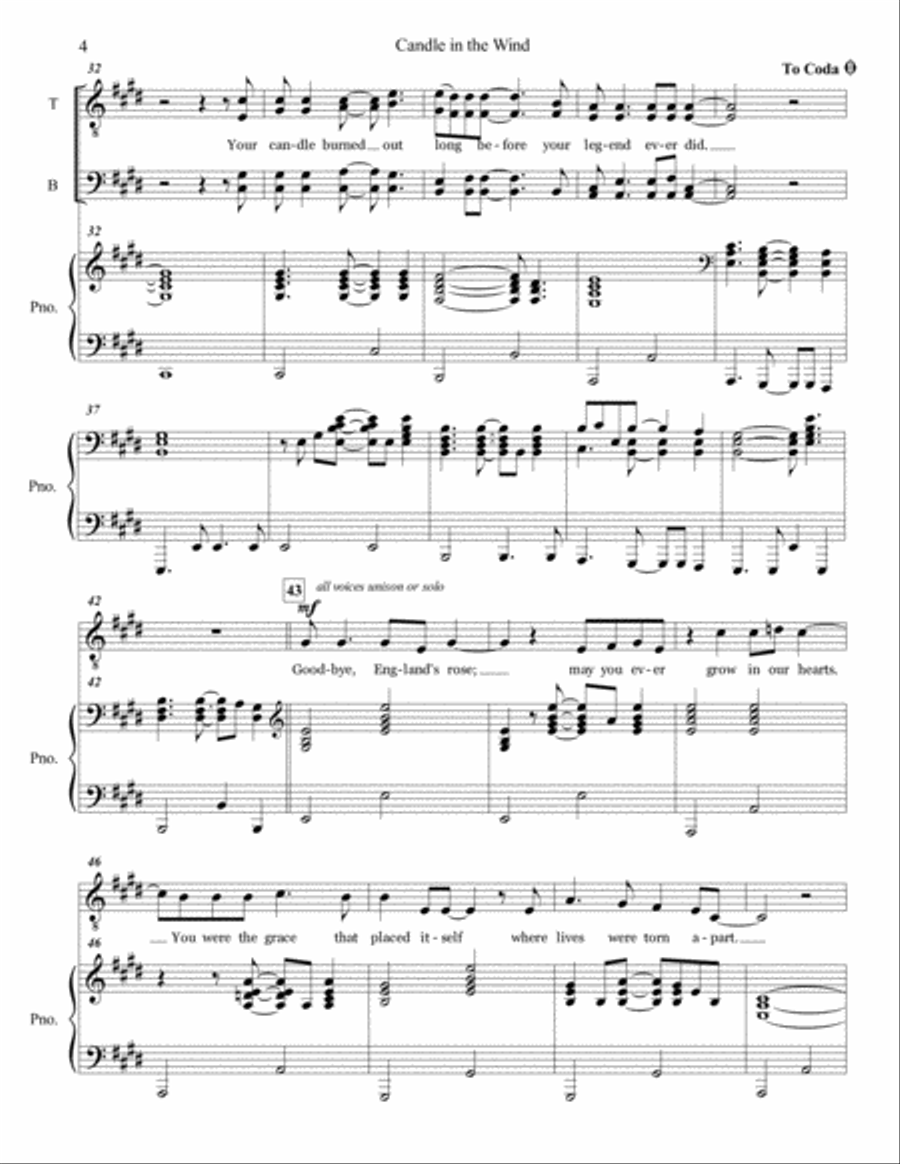 Candle In The Wind TTBB scores gallery preview page 4