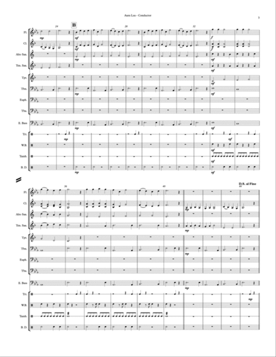 Aura Lea Aura Lea Concert Band scores gallery preview page 3