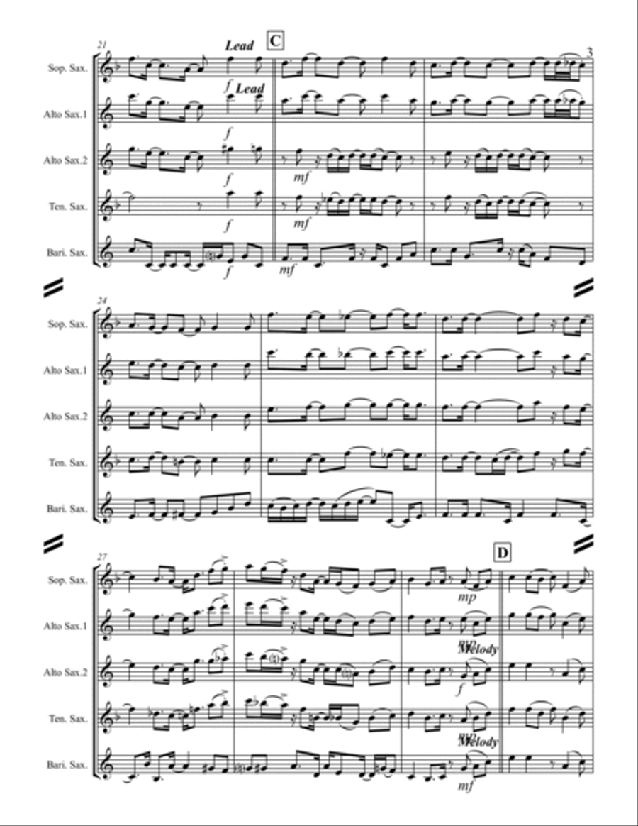 Every Time I Feel the Spirit (for Saxophone Quartet SATB or AATB) Saxophone Quartet scores gallery preview page 4