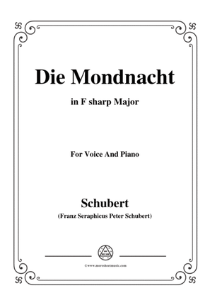 Book cover for Schubert-Die Mondnacht,in F sharp Major,for Voice&Piano