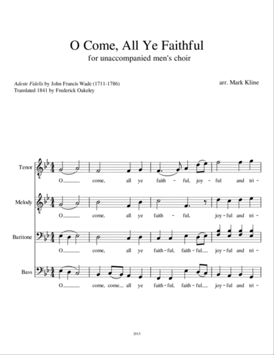O Come, All Ye Faithful TTBB scores gallery preview page 1