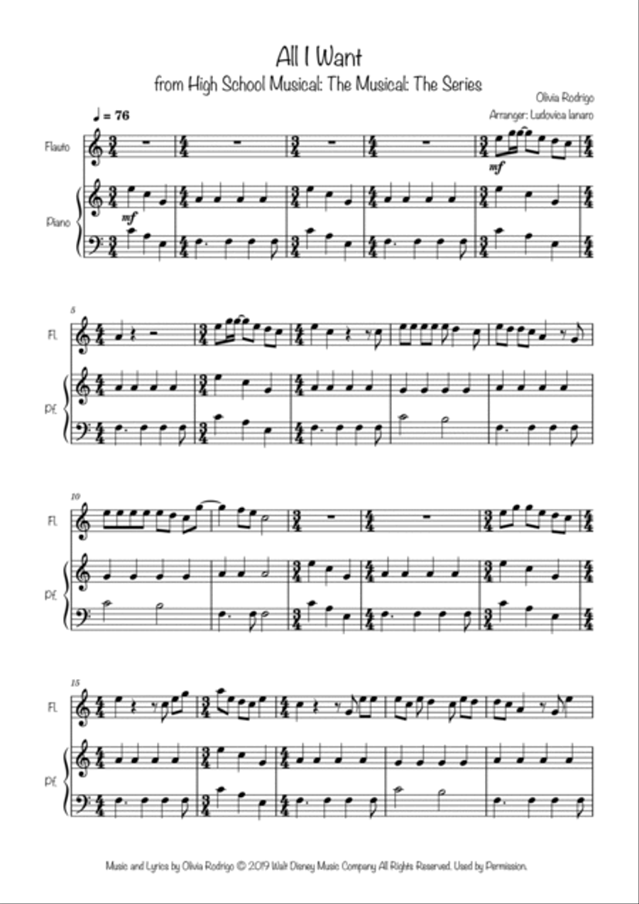 All I Want Flute Solo scores gallery preview page 2