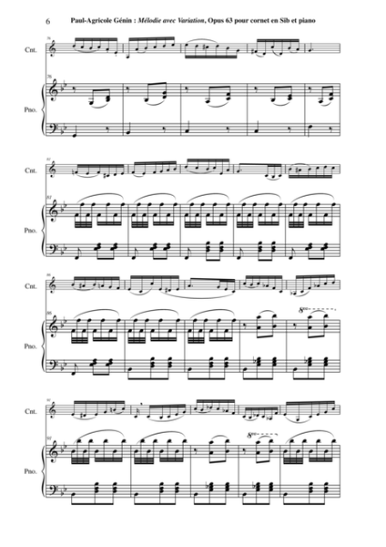 Paul-Agricole Génin: Mélodie avec variation, opus 63, for Bb cornet and piano