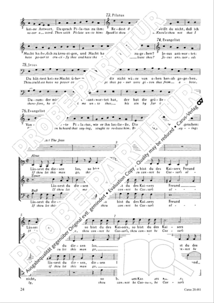 St. John Passion / The Passion of our Lord and Saviour Jesus Christ 4-Part scores gallery preview page 25