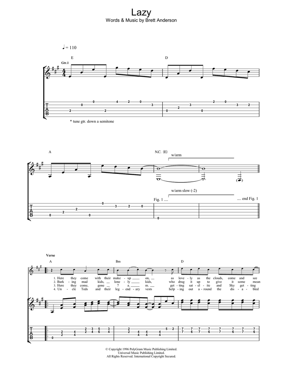 Lazy Acoustic Guitar scores gallery preview page 1
