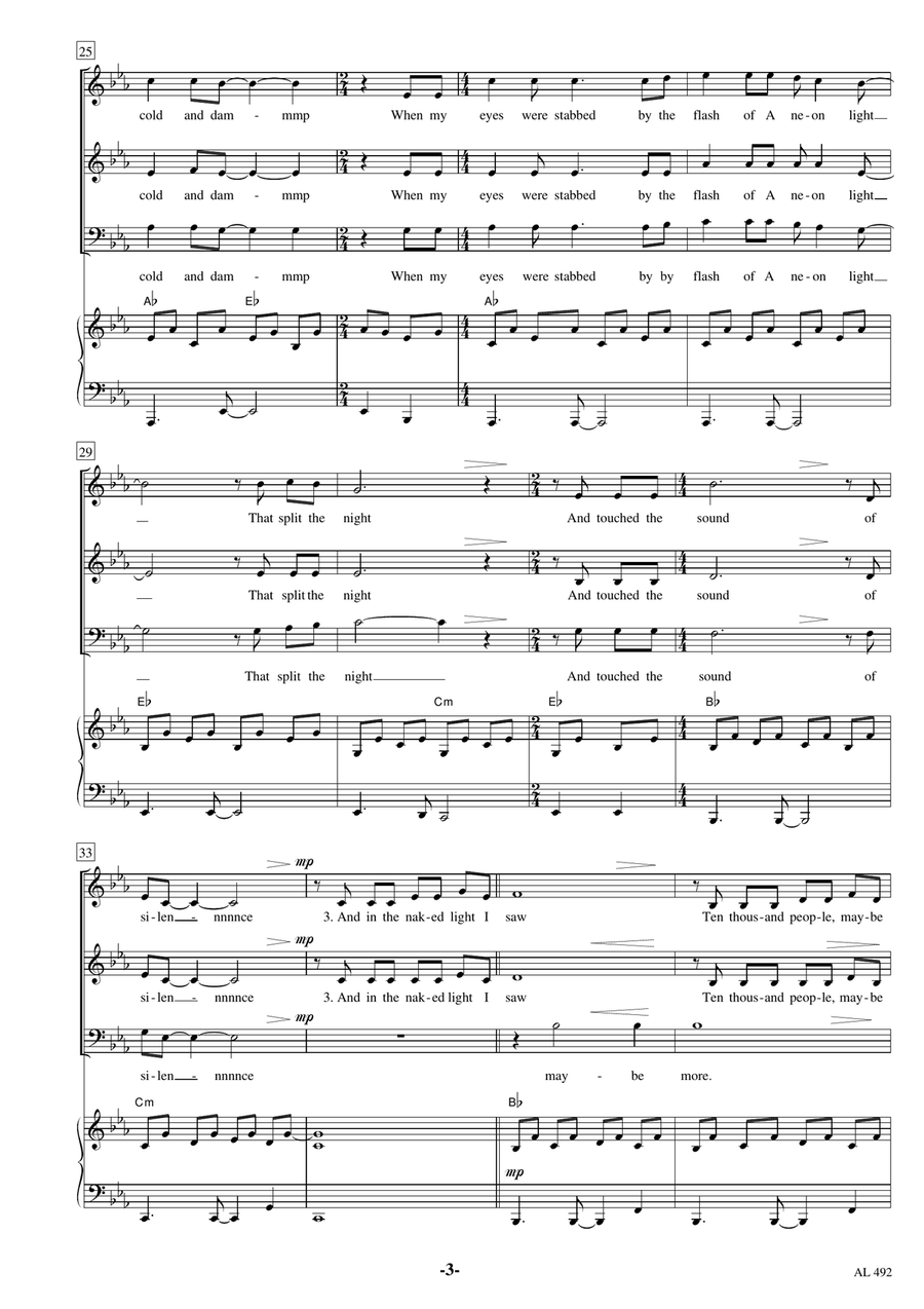 The Sound Of Silence 3-Part scores gallery preview page 3
