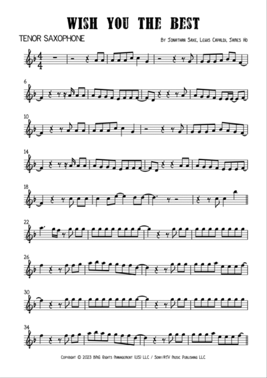 Wish You The Best Tenor Saxophone scores gallery preview page 2