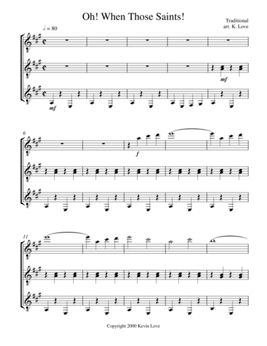 Oh! When Those Saints! (Guitar Trio) - Score and Parts image number null