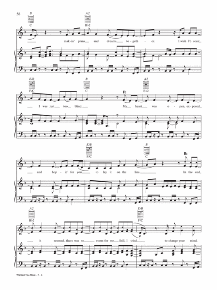 Wanted You More Piano, Vocal, Guitar scores gallery preview page 4